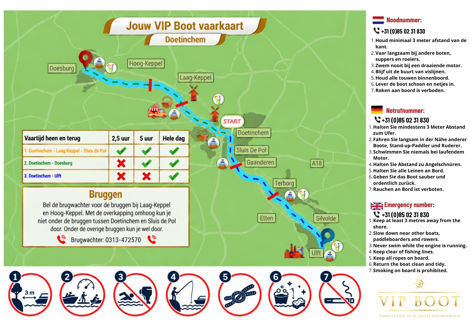 VIPboot vaarkaart Doetinchem